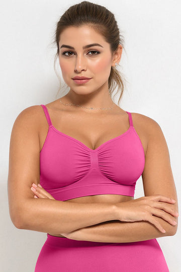 KATCH ME Versatile Non-Wired Full Cup Push-Up Bra, Solid Adjustable Spaghetti Strap Soft Breathable Wirefree Bra